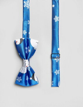 セブンエックス メンズ ネクタイ アクセサリー 7X Holidays Snowman Print Bow Tie Blue