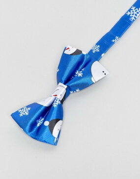 セブンエックス メンズ ネクタイ アクセサリー 7X Holidays Snowman Print Bow Tie Blue