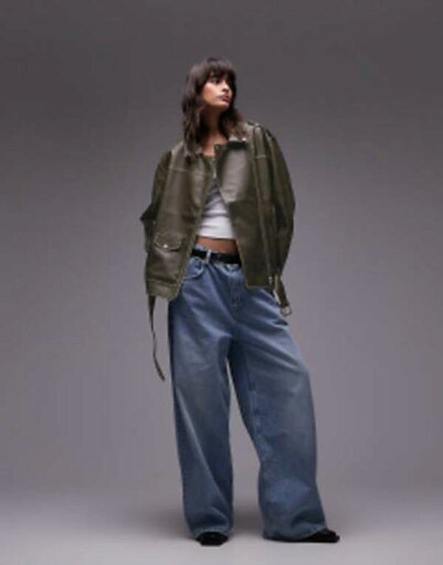 【送料無料】 トップショップ レディース ジャケット・ブルゾン アウター Topshop super oversized faux leather biker jacket in washed green washed green 【送料無料】 トップショップ レディース ジャケット・ブルゾン アウター Topshop super oversized faux leather biker jacket in washed green washed green