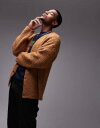 【送料無料】 トップマン メンズ カーディガン アウター Topman relaxed fit boucle pattern cardigan in orang...