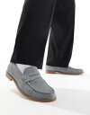 【送料無料】 エイソス メンズ スリッポン・ローファー シューズ ASOS DESIGN loafers in gray suede with natural ...