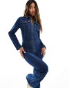 【送料無料】 エイソス レディース ジャンプスーツ トップス ASOS DESIGN long sleeve stretch 70s jumpsuit in d...