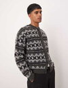 【送料無料】 エイソス メンズ カーディガン アウター ASOS DESIGN relaxed boxy fit cardigan with fluffy pa...