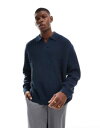 【送料無料】 エイソス メンズ ポロシャツ トップス ASOS DESIGN oversized fisherman rib knit notch neck s...