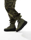 【送料無料】 エイソス メンズ ブーツ・レインブーツ シューズ ASOS DESIGN lace up hiker boots in khaki with ch...