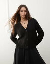 【送料無料】 ノイジーメイ レディース カーディガン アウター Noisy May ribbed cardigan in black Black