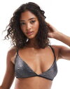 【送料無料】 ピーシーズ レディース ブラジャー アンダーウェア Pieces glitter bra in black Black