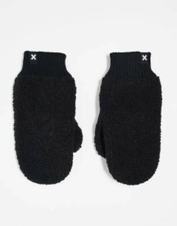 【送料無料】 コルージョン レディース 手袋 アクセサリー COLLUSION shearling mittens in black Black