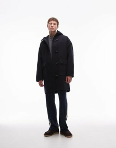 【送料無料】 トップマン メンズ コート アウター Topman duffle coat in navy Navy 【送料無料】 トップマン メンズ コート アウター Topman duffle coat in navy Navy