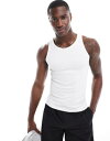 【送料無料】 エイソス メンズ ベスト トップス ASOS 4505 Icon slim fit seamless ribbed tank top in whi...