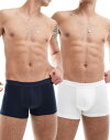 【送料無料】 エイソス メンズ トランクス アンダーウェア ASOS DESIGN 2 pack trunks in navy and white Multi