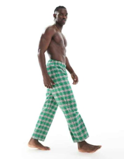 【送料無料】 エイソス メンズ カジュアルパンツ ボトムス ASOS DESIGN lounge pants in green check GREEN 【送料無料】 エイソス メンズ カジュアルパンツ ボトムス ASOS DESIGN lounge pants in green check GREEN