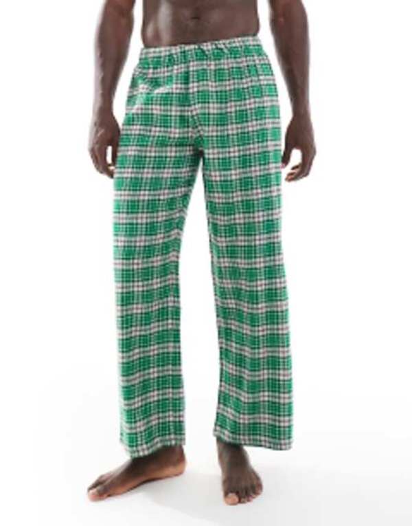 【送料無料】 エイソス メンズ カジュアルパンツ ボトムス ASOS DESIGN lounge pants in green check GREEN