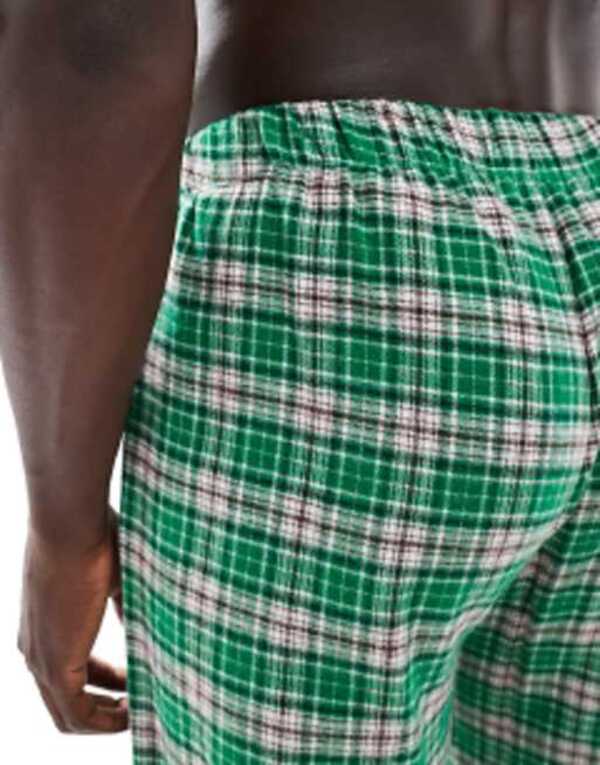 【送料無料】 エイソス メンズ カジュアルパンツ ボトムス ASOS DESIGN lounge pants in green check GREEN