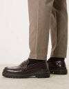 【送料無料】 エイソス メンズ スリッポン・ローファー シューズ ASOS DESIGN loafers in burgundy leather with ch...