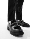 【送料無料】 エイソス メンズ スリッポン・ローファー シューズ ASOS DESIGN chunky loafers in black with faux f...