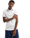 【送料無料】 フレッドペリー メンズ ポロシャツ トップス Fred Perry twin tipped logo polo in white/red/navy White(4)