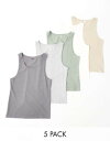 【送料無料】 エイソス メンズ ベスト トップス ASOS DESIGN 5 pack muscle fit tank tops in multiple color Multi