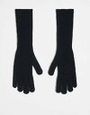 【送料無料】 トップショップ レディース 手袋 アクセサリー Topshop Gabriella ribbed long gloves in black Bla...