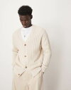 【送料無料】 セレクテッドオム メンズ カーディガン アウター Selected Homme cable knit cardigan in cream Oatm...