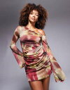 【送料無料】 エイソス レディース ワンピース トップス ASOS DESIGN off shoulder mesh mini dress with ruffl...
