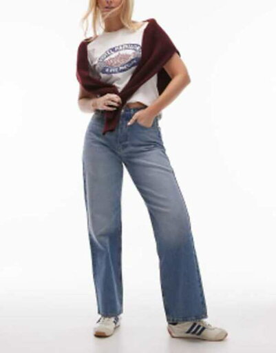 【送料無料】 トップショップ レディース デニムパンツ ボトムス Topshop Hourglass mid rise Column jeans in mid blue MID BLUE 【送料無料】 トップショップ レディース デニムパンツ ボトムス Topshop Hourglass mid rise Column jeans in mid blue MID BLUE