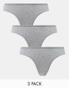 【送料無料】 ウィークデイ レディース ブリーフパンツ アンダーウェア Weekday Inez 3-pack cotton brief in gray Gra...