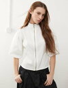 【送料無料】 コルージョン レディース Tシャツ トップス COLLUSION bubble sleeve top with zip detail in white WHITE(4)