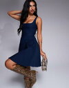 【送料無料】 ベスパー レディース ワンピース トップス Vesper scoop back skater mini dress in navy NAVY