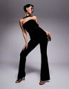 【送料無料】 ラビッシュアリス レディース ジャンプスーツ トップス Lavish Alice velvet jumpsuit with neck detail...