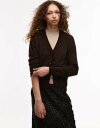 【送料無料】 マンゴ レディース カーディガン アウター Mango oversized cardigan in dark brown BROWN
