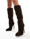 【送料無料】 シミ レディース ブーツ・レインブーツ シューズ Simmi London Laylani teddy knee boots in chocolate Chocolate Teddy