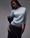 【送料無料】 マンゴ レディース ニット・セーター アウター Mango pointelle sweater in pale blue Pale blue