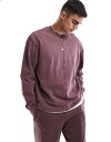 【送料無料】 エイソス メンズ パーカー・スウェット アウター ASOS DESIGN oversized sweatshirt with seam detail in washed burgundy - part of a set DECADENT CHOCOLATE