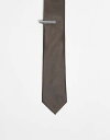 【送料無料】 エイソス メンズ ネクタイ アクセサリー ASOS DESIGN tie and tie bar set in taupe Taupe
