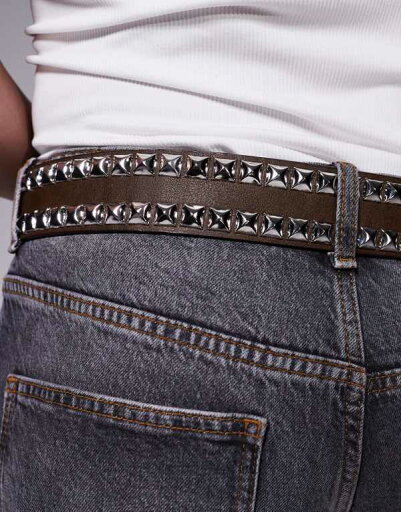【送料無料】 エイソス メンズ ベルト アクセサリー ASOS DESIGN studded belt in brown BROWN 【送料無料】 エイソス メンズ ベルト アクセサリー ASOS DESIGN studded belt in brown BROWN