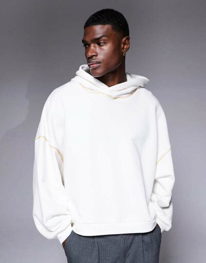 【送料無料】 エイソス メンズ パーカー・スウェット アウター ASOS DESIGN extreme oversized boxy hoodie with wide hood and contrast seems in ecru ECRU 【送料無料】 エイソス メンズ パーカー・スウェット アウター ASOS DESIGN extreme oversized boxy hoodie with wide hood and contrast seems in ecru ECRU