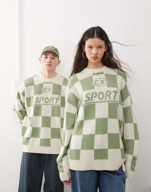̵ 롼 ǥ ѡå  COLLUSION Unisex knit checkerboard...