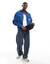 【送料無料】 エイソス メンズ シャツ トップス ASOS DESIGN boxy cord overshirt in blue with badge deta...