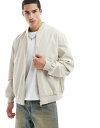 【送料無料】 ジャック アンド ジョーンズ メンズ ジャケット・ブルゾン アウター Jack & Jones oversized bomber jacket in cream Moonbeam