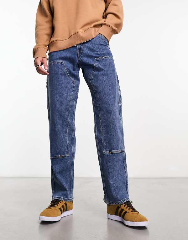 【送料無料】 リーバイス メンズ デニムパンツ ボトムス Levi's Workwear Capsule straight fit jeans in blue wash with side pockets AMPERE