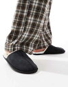 【送料無料】 エイソス メンズ サンダル シューズ ASOS DESIGN mule slippers in black with faux shearling...