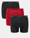 【送料無料】 カルバンクライン メンズ ボクサーパンツ アンダーウェア Calvin Klein Modern Cotton 3-pack holiday boxer briefs in black/red Multi