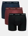 【送料無料】 カルバンクライン メンズ ボクサーパンツ アンダーウェア Calvin Klein cotton stretch boxer briefs 3 pack in black/navy/burgundy Apple /Ink /Black
