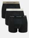 【送料無料】 カルバンクライン メンズ トランクス アンダーウェア Calvin Klein 3-pack with beige waistbands in b...