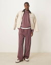 【送料無料】 エイソス メンズ カジュアルパンツ ボトムス ASOS DESIGN wide leg sweatpants in washed burgundy DECADENT CHOCOLATE