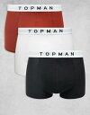 【送料無料】 トップマン メンズ トランクス アンダーウェア Topman 3 pack briefs in black white and red Multi
