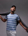 【送料無料】 リーバイス メンズ Tシャツ トップス Levi's Original batwing logo stripe t-shirt in mid bl...
