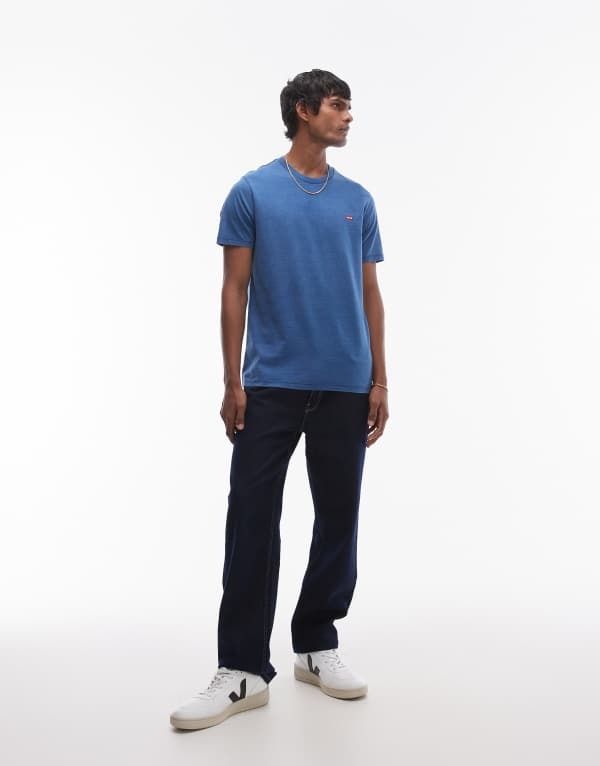 【送料無料】 リーバイス メンズ Tシャツ トップス Levi's original batwing logo t-shirt in navy navy