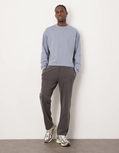 【送料無料】 エイソス メンズ カジュアルパンツ ボトムス ASOS DESIGN straight leg sweatpants in washed gray Charcoal Art 【送料無料】 エイソス メンズ カジュアルパンツ ボトムス ASOS DESIGN straight leg sweatpants in washed gray Charcoal Art